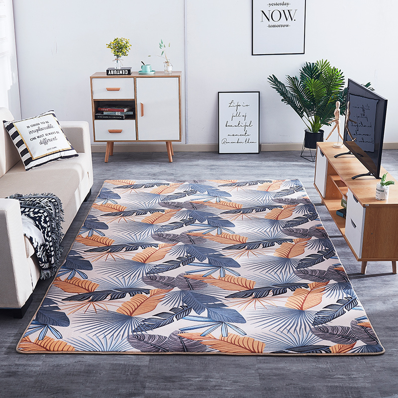 美帮汇北欧ins茶几地毯客厅沙发黑白条纹地垫网红卧室满铺床边毯可定制 热带风情 200x200厘米