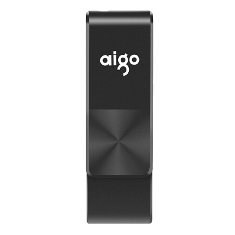 爱国者(aigo)U266优盘 32GB 黑色USB2.0 旋转防护款 U盘 CD纹防滑设计