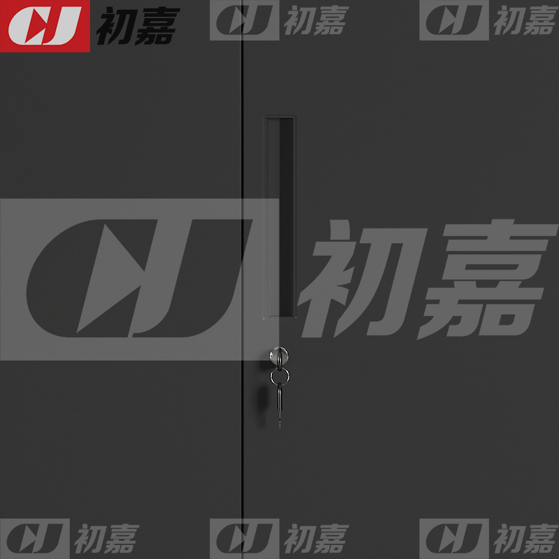 初嘉WJGT-036文件柜矮柜窄边办公资料柜拆装档案柜书柜带锁铁皮储物柜 纯黑顶柜高清大图
