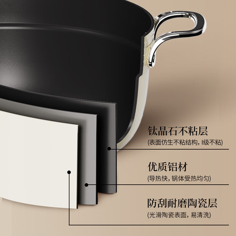 苏拉食光SalaTable 琴钛晶 不粘汤锅弦乐白24cm SL-TL24E1高清大图