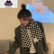 柔软款黑白棋盘格子韩版针织毛线围巾女秋冬季保暖学生百搭围脖男 FISH BASKET