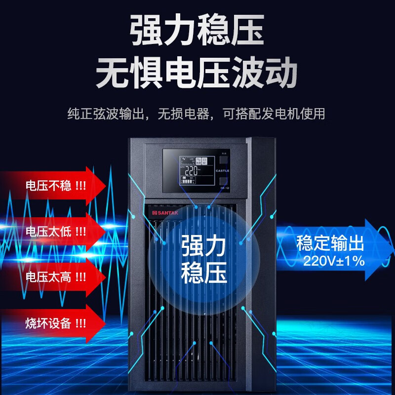 山特 UPS不间断备用电源电池机房服务器稳压 C3K 3KVA/2400W高清大图