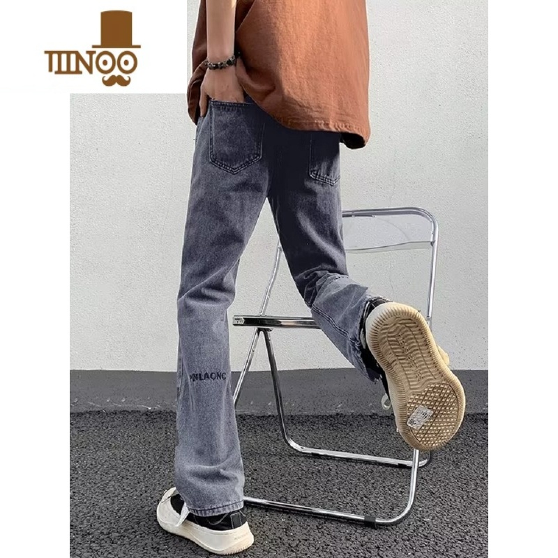 YANXU美式高街vibe牛仔裤男ins潮牌复古裤子男款修身直筒休闲阔腿长裤高清大图