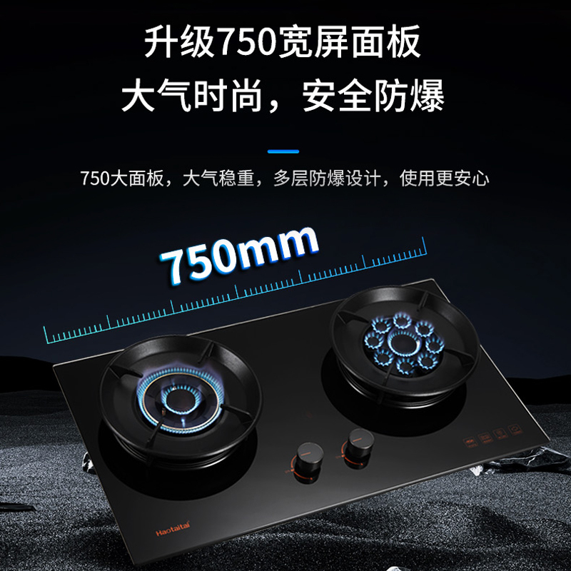 Haotiatai燃气灶JZT-X405 5.0kW大火力九鼎劲燃猛火可调底壳换灶不开孔保洁炉头中空聚能锅支架