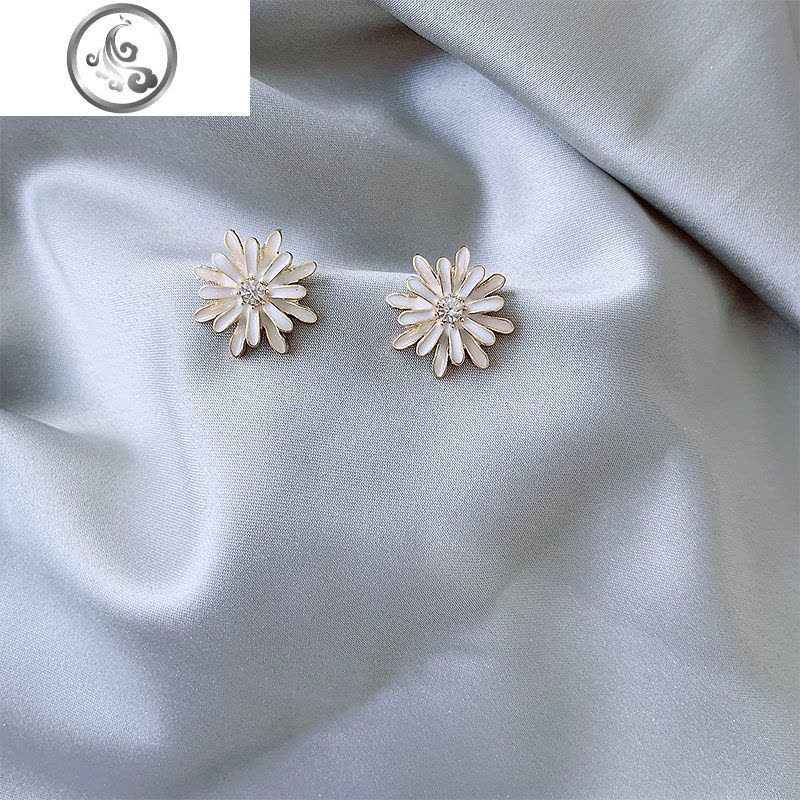 韩国纯银耳钉女气质百搭超仙网红小雏菊花朵耳环2019新款潮耳饰 JiMi图片