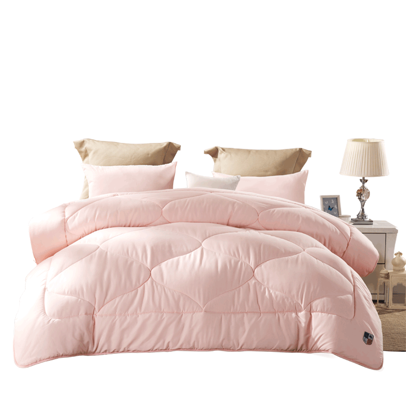 lovo家纺床上用品被子被芯单双人被白色粉色121518米床暖绒绒冬被