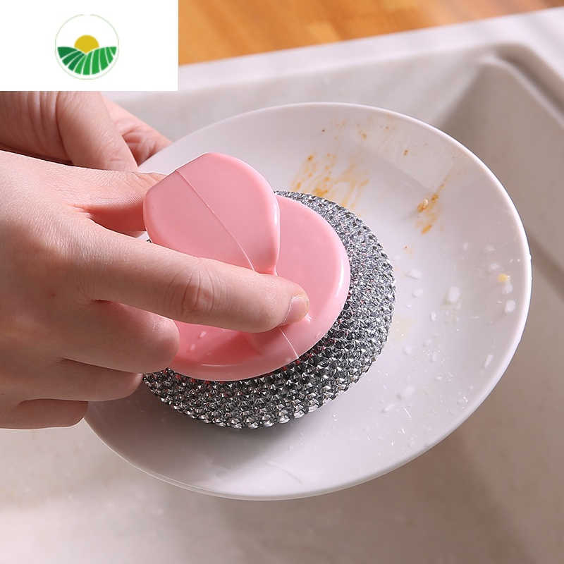 三维工匠锅刷厨房刷锅器清洁球不粘锅不伤手带手柄新pet钢丝球强力