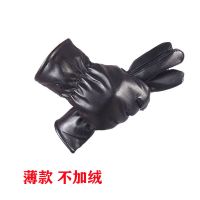 手套男士/女士冬季加绒保暖摩托车骑行皮手套防水骑车触屏手套男 薄款[不加绒]手套1双