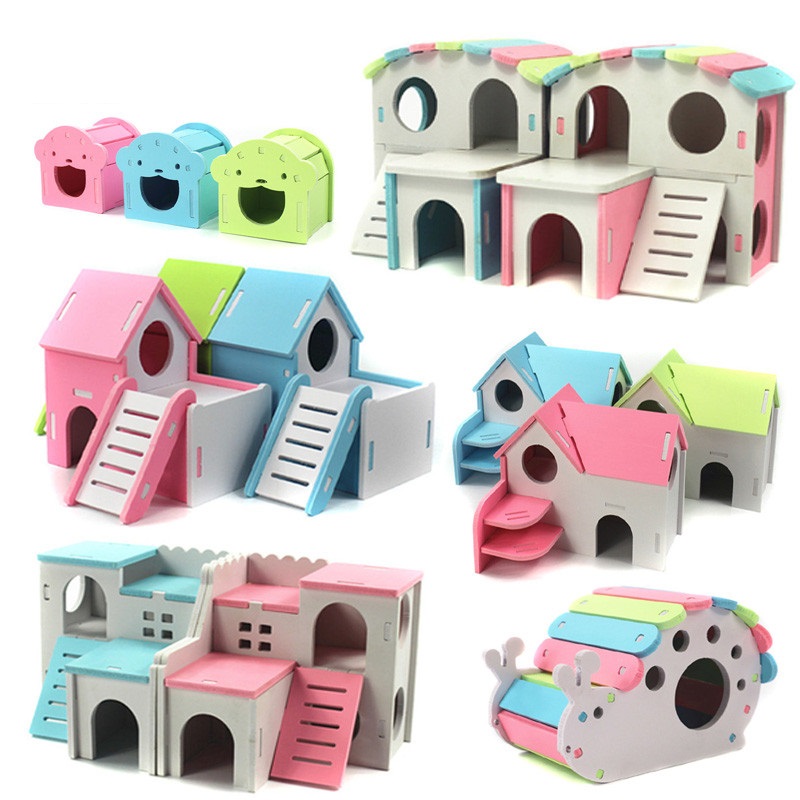 仓鼠玩具用品小窝金丝熊睡房双层小窝玩具木质秋千保暖笼子高清大图