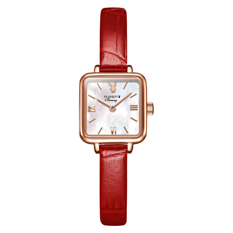 playboy手表女新款石英表时尚ins风小众小绿表送礼学生套装女士腕表