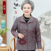 迪鲁奥（DILUAO)轻奢品质妈妈秋装外套女中老年人奶奶衣老人衣服姥姥秋天大码2019新款_723 XL建议75-105斤左右详情咨询客服 花朵红色上衣