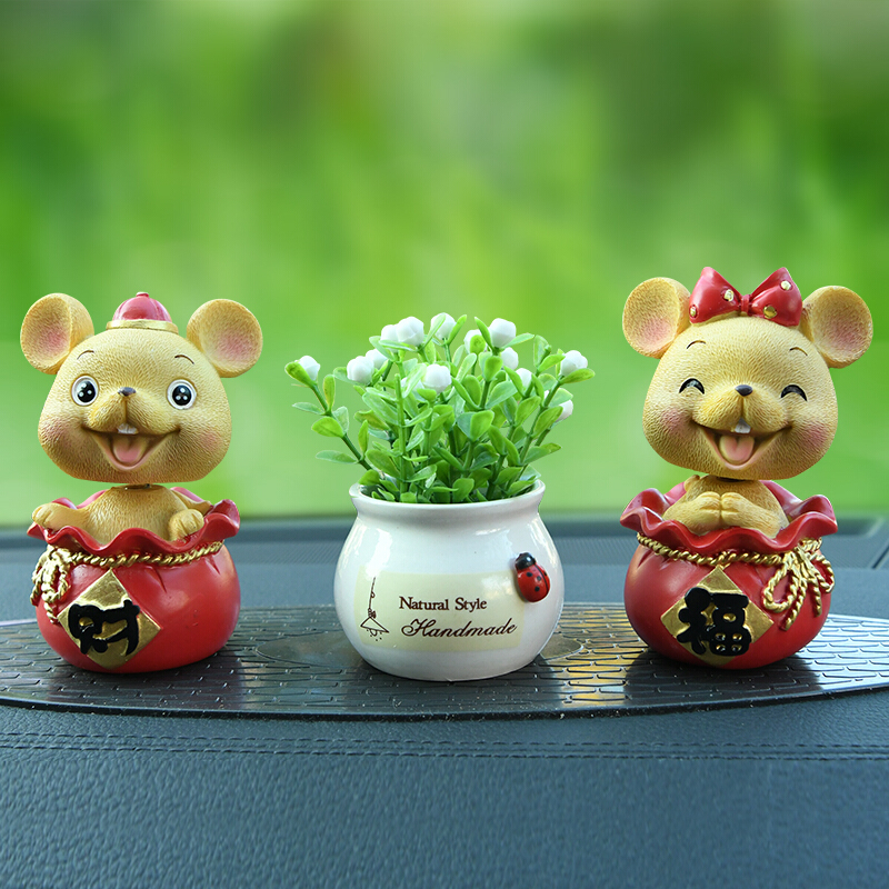 幸运 平安鼠 椭圆垫 盆栽