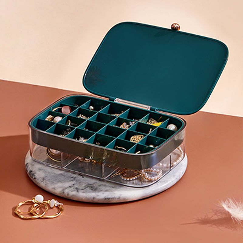 绿色30格首饰盒轻奢首饰盒手饰品收纳盒防氧化耳环收纳神器项链收拾