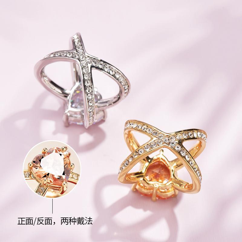 [爱心戒指款]金色+高档礼盒 高档爱心戒指丝巾扣两用百搭时尚衣角下摆打结衣服扣环收腰神器