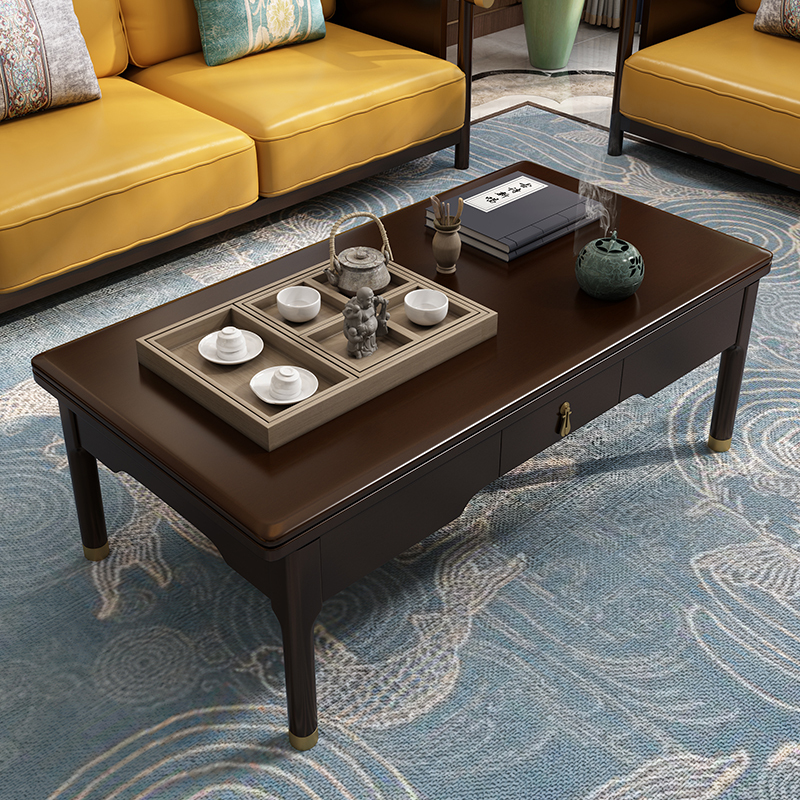 景山百岁 新中式茶几 实木茶几 茶几电视柜组合 后现代茶几 美式轻奢