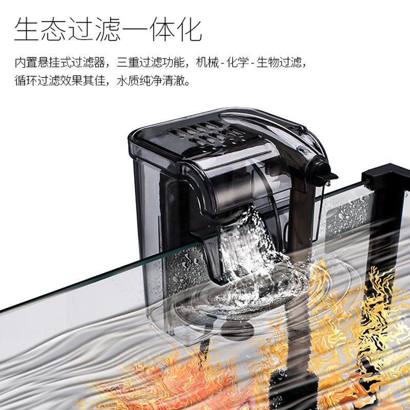 水培鱼缸水族箱 圆柱生态金鱼缸造景套餐超白高清玻璃小型热带鱼高清大图