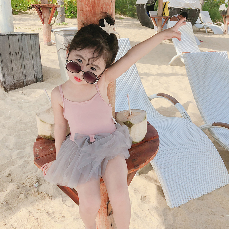 新款女童泳衣13岁儿童泳衣女公主裙式洋气宝宝可爱吊带游泳衣