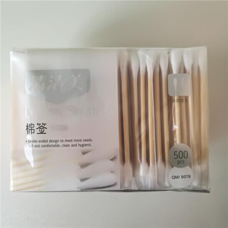 清清美 QM6078 掏耳化妆口红卸妆用棉花棒双头竹棒一次性棉棒 竹棒棉签500支(袋)