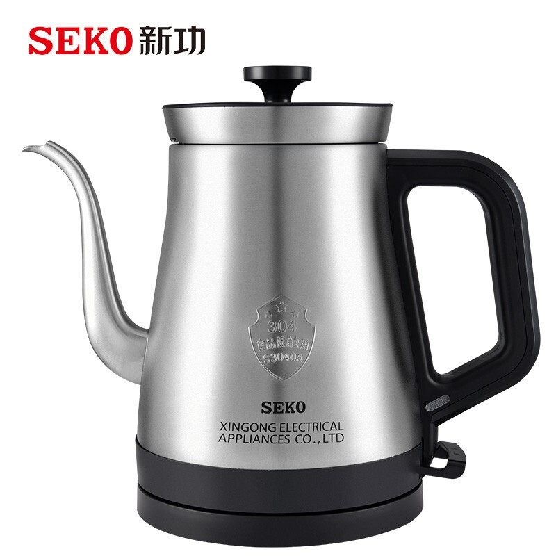 新功(SEKO) 电热水壶烧水壶泡茶壶家用304不锈钢开水煮水壶1.1L