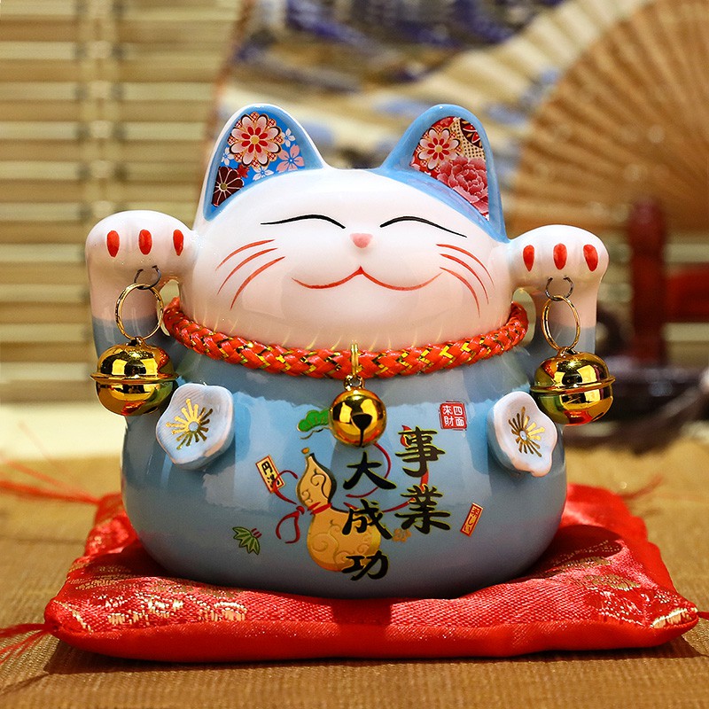 猫小摆件 店铺开业小号家居客厅礼品陶瓷存钱储蓄罐 三维工匠 4寸粉猫[心心相印]猫高清大图