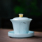苏氏陶瓷 SUSHI CERAMICS 茶具套装青瓷手绘描金功夫茶具茶杯子礼盒装(三才盖碗+茶壶)