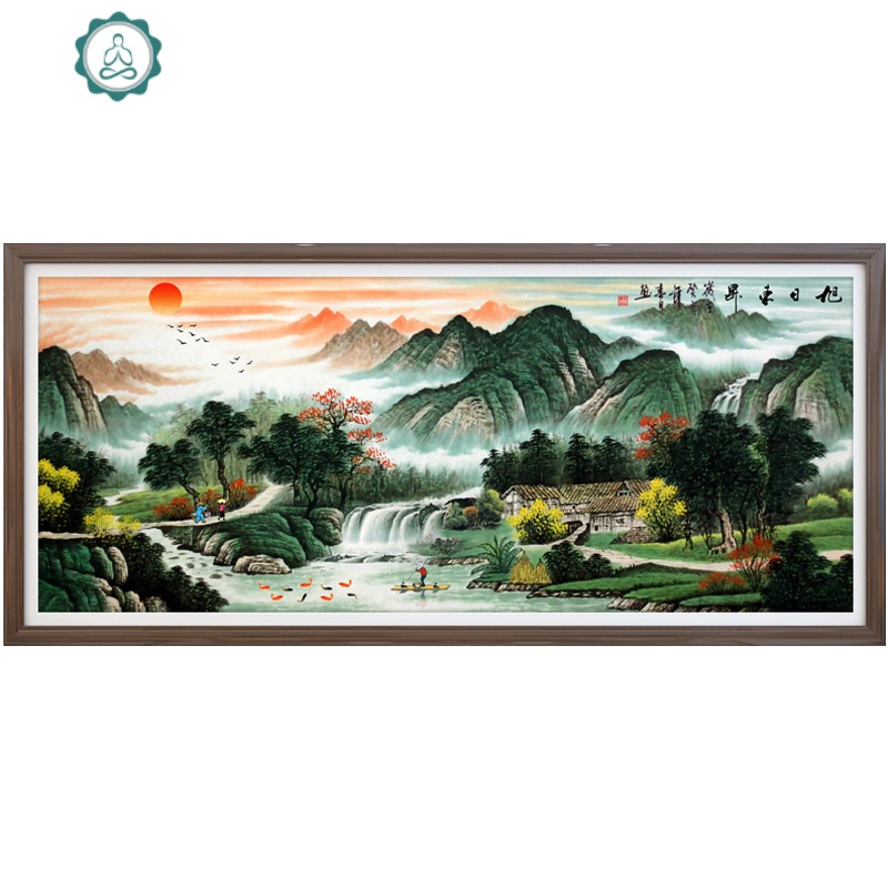 封后fenghou十字绣2020新款大幅客厅大气线绣满2019山水画旭日东升中