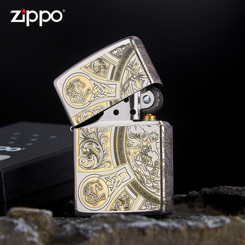 苏宁自营zippo打火机正版镜面精雕启示录天启四骑士zipoo男士礼物之宝
