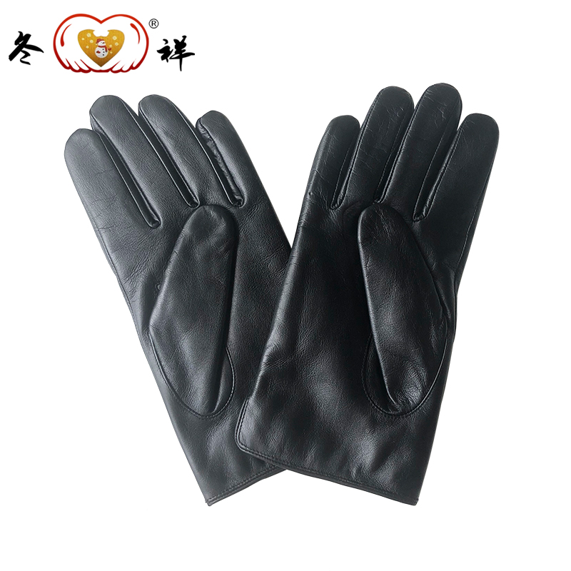冬祥防寒手套进口羊皮薄绒里三绗缝男款五指手套一副高清大图