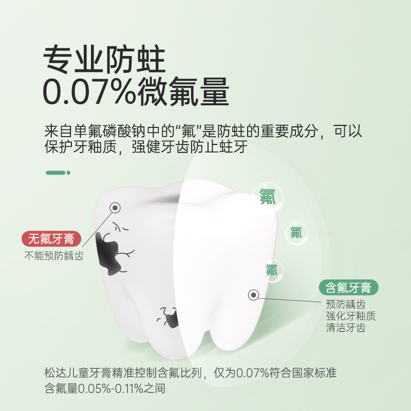 松达儿童益生菌牙膏含氟3-6-12岁以上低氟宝宝防蛀牙龋齿换牙期 香橙味