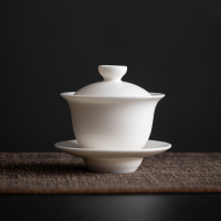 苏氏陶瓷(SUSHI CERAMICS)三才盖碗 中国白素烧功夫茶具泡茶碗