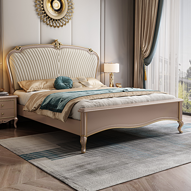 梵宜美式轻奢实木687#床1.8米现代简约软包1.5m婚床高箱储物双人床