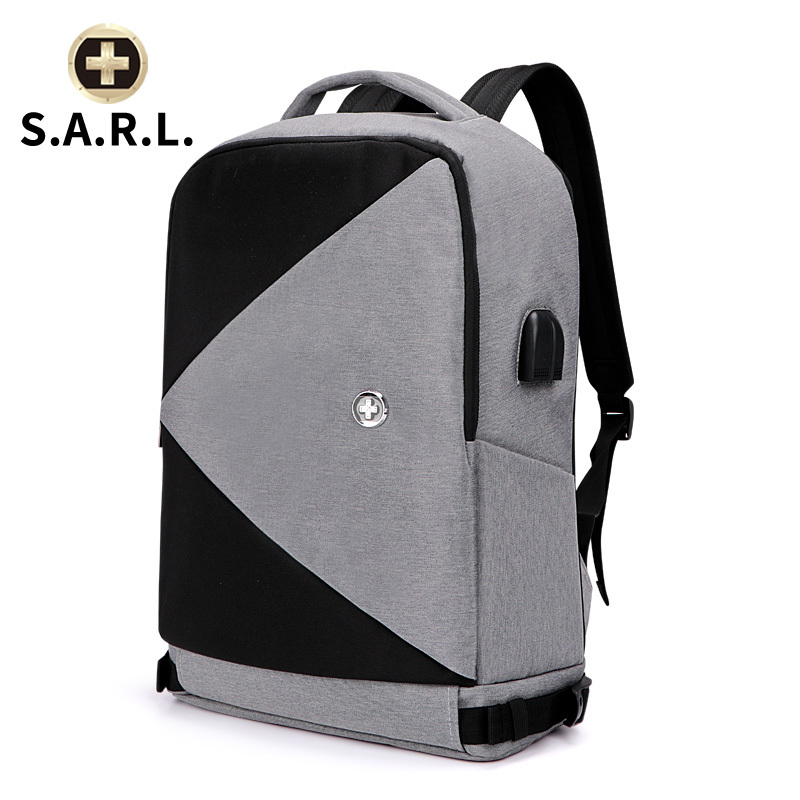 S.A.R.L瑞士双肩电脑包15.6英寸笔记本 休闲男女通用旅行包 学生书包58019 灰色