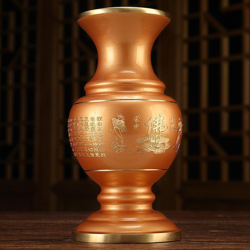 纯铜供佛花瓶一对家用佛前供花瓶摆件居家佛堂供奉用品净水瓶_404_4