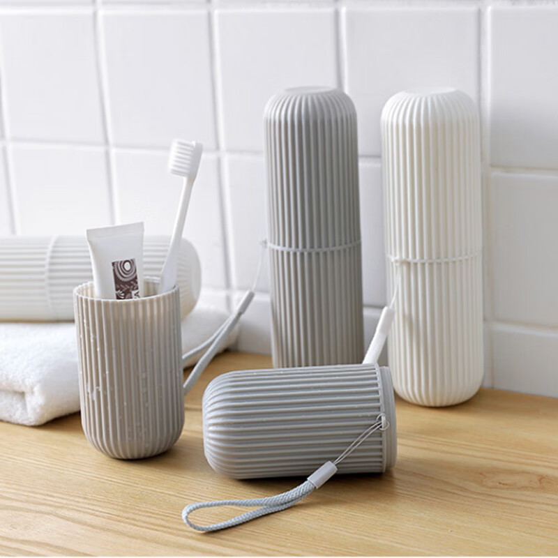 谋福 日式旅行牙刷盒 便携式洗漱口杯 (简灰色)