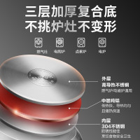苏泊尔(SUPOR)好帮手304不锈钢汤锅双层复底泡面锅双耳可视锅盖电磁炉燃气灶明火通用22cm ST22H3送硅胶汤勺