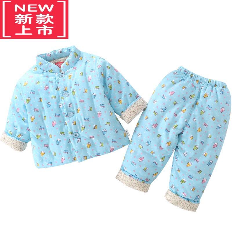 可莉允宝宝手工棉衣套装加厚男女童棉花棉袄棉裤两件套套校服格子棉内胆棉服图片