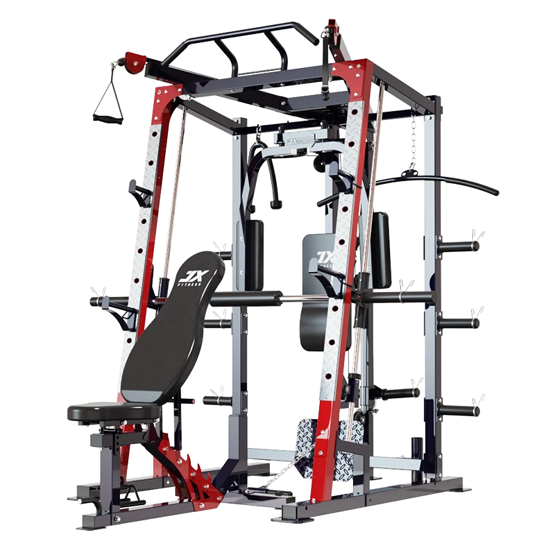 军霞(JUNXIA)JX9010龙门架史密斯机家用健身器材多功能一体机深蹲架卧推 JX9010+含蝴蝶臂+含凳+装高清大图