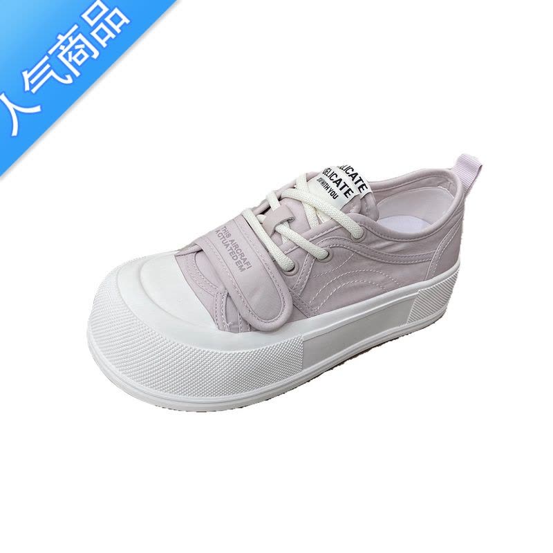 SUNTEK丑萌大头面包鞋女2023新款夏季网面透气小白鞋百搭厚底帆布鞋图片