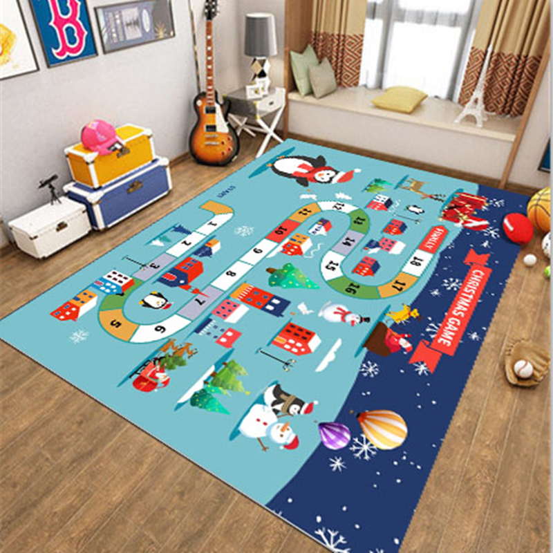 美帮汇乐园地垫儿童房间地毯卧室家用早教中心幼儿园游戏玩耍跳房子 花色圣诞 140CM&times;200CM无味环保