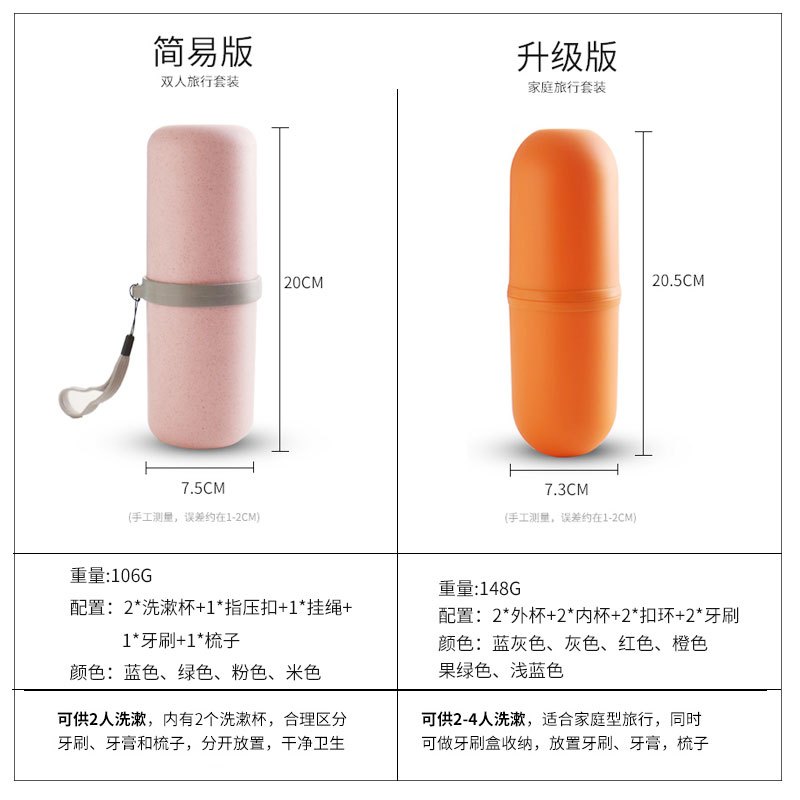 旅行洗漱杯便携式刷牙杯套装牙缸杯子旅游牙刷牙膏牙具盒簌口杯 三维工匠 绿色(送2支牙刷)升级款