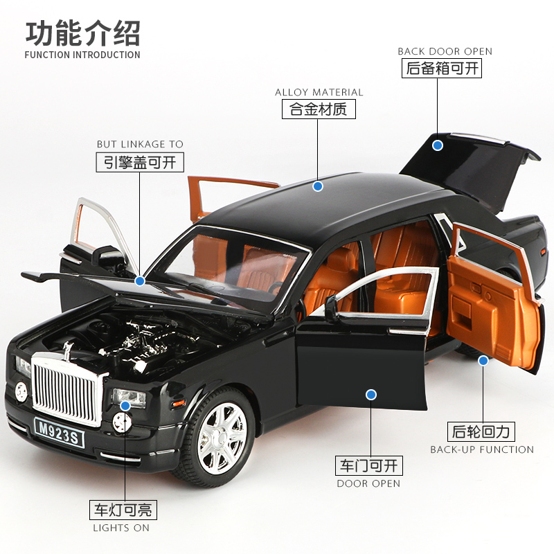 劳斯合金汽车模型莱斯男孩小汽车儿童玩具车模型摆件仿真合金车 红色[超大]高清大图