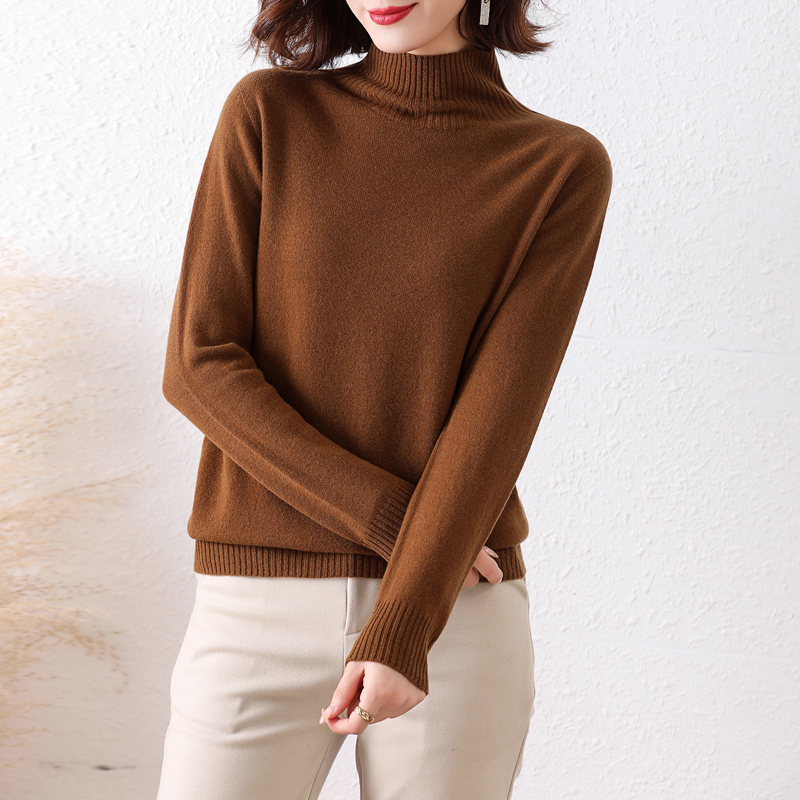 新款100纯羊毛衫高端大牌羊绒衫女秋冬季毛衣新款百搭高领毛衣时尚洋气上衣针织上衣服打底衫女内搭大码显瘦洋气毛衣女高清大图
