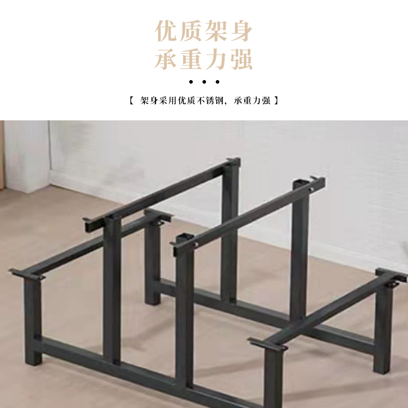 匡大 连体餐桌椅学校食堂餐桌椅组合不锈钢餐桌四人位 KDT938高清大图