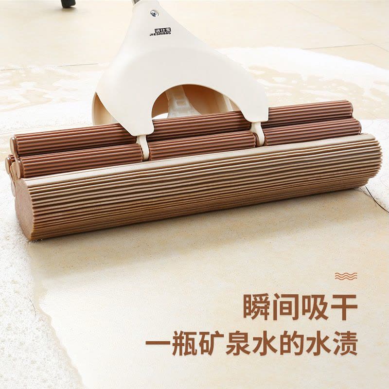 海绵拖把头家用滚轮式免手洗挤水胶棉托把大号拖布吸水墩布图片