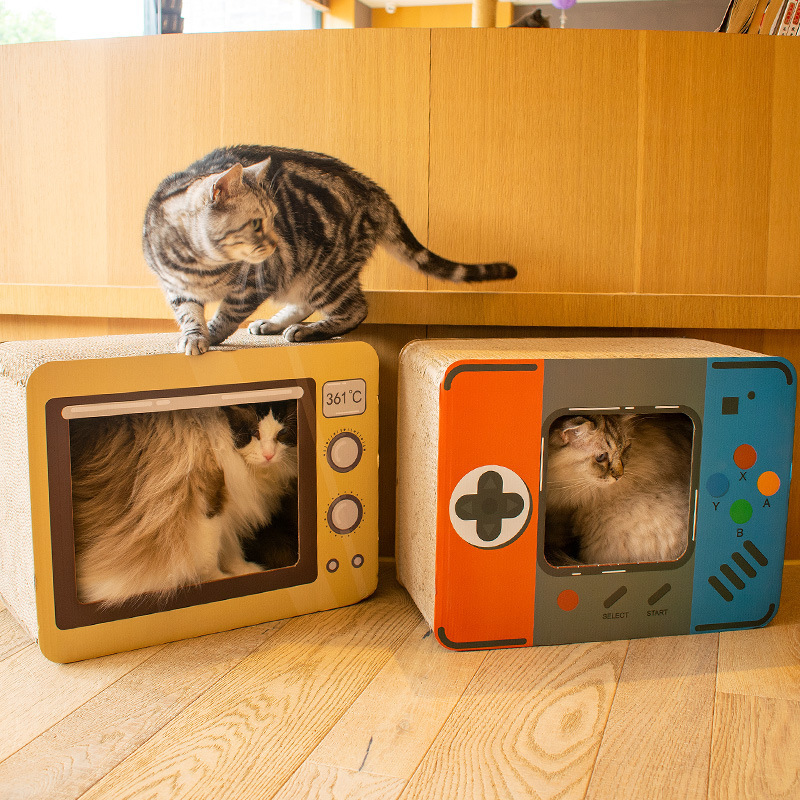 苏宁极物猫抓板趣味猫抓板立式瓦楞纸猫屋玩具用品 游戏机高清大图