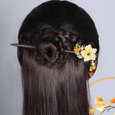 复古花朵琉璃手链古风超仙黄色手串手饰女中国风手绳编织百搭饰品 橘黄色发簪JYBZ93