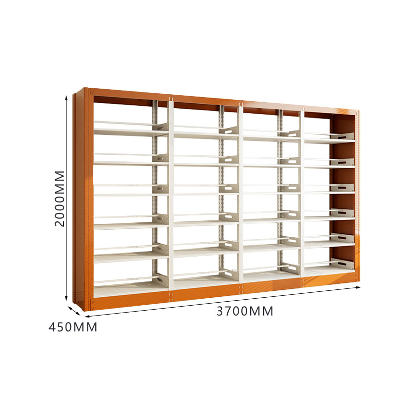 臻远ZY4072634 钢制书架黄色资料架 双面6层一列四组 3700*450*2000mm高清大图