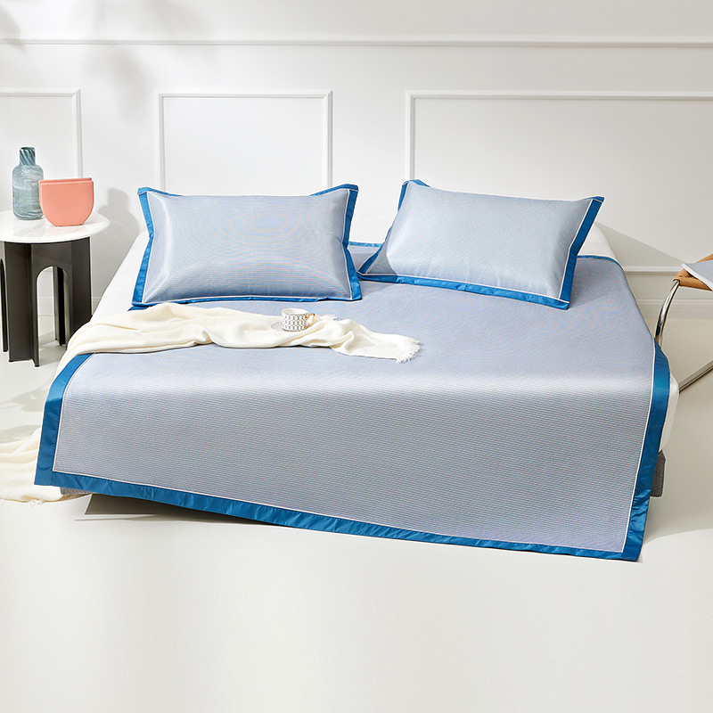 罗莱 星河·碳光双层提花冰丝席三件套蓝色150*200cm高清大图