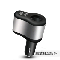 闪电客载充电器汽手机转换插头无线型24v一拖二多功能快充 CC05黑银