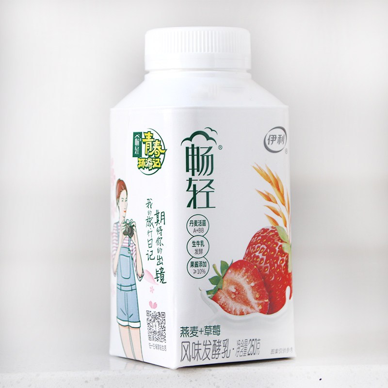 伊利畅轻风味发酵乳 燕麦草莓 250g